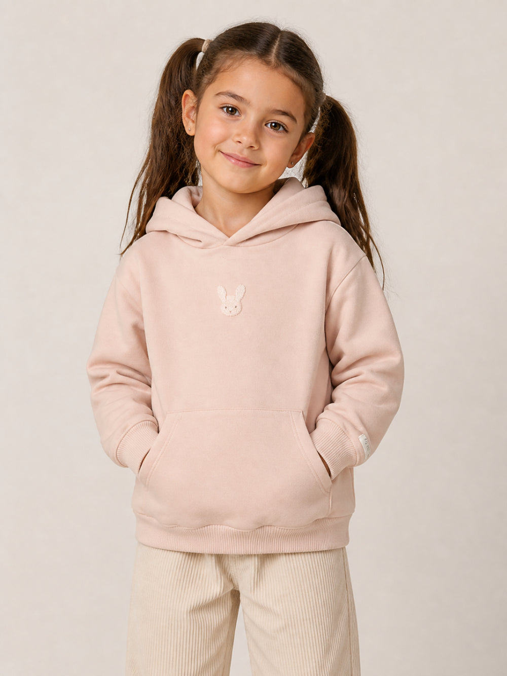 Felpa per bambina Donsje rosa con ricamo coniglietto 4124901 00018 DONSJE KIDS 