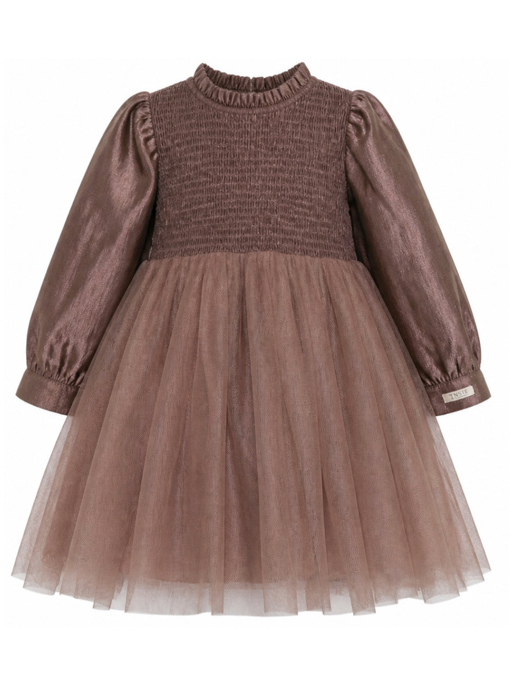 Abito Janice per bambina Donsje marrone con corsetto in punto smock 4125600 00111 DONSJE KIDS 