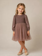 Abito Janice per bambina Donsje marrone con corsetto in punto smock 4125600 00111 DONSJE KIDS 
