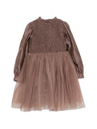 Abito Janice per bambina Donsje marrone con corsetto in punto smock 4125600 00111 DONSJE KIDS 