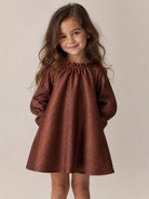 Abito per bambina Donsje Kids marrone con volant effetto metallico 4126400 00094 DONSJE KIDS 