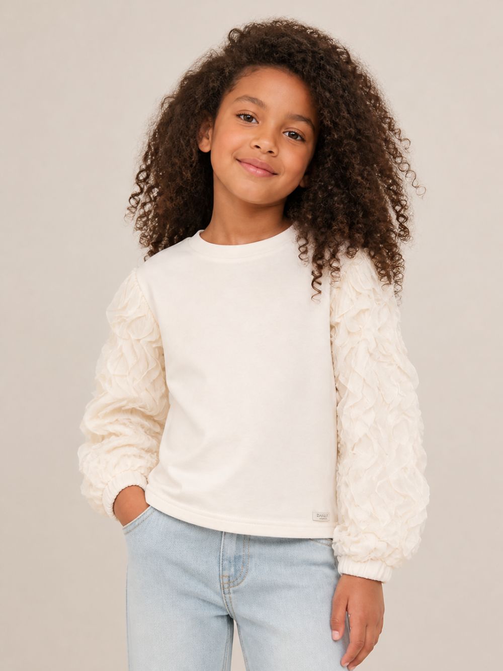 T-shirt per bambina Donsje Kids bianca con maniche lunghe 4128700 00001 DONSJE KIDS 