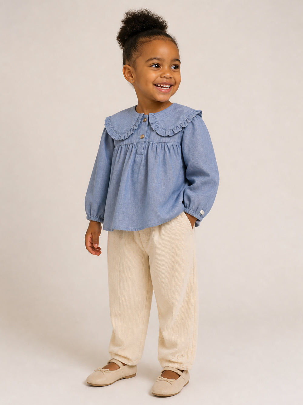 Blusa per bambina Donsje Kids blu con ruches 4129200 00185 DONSJE KIDS 