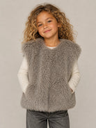 Gilet smanicato per bambina Douuod grigio con pelliccia DZ2A22 Z4004 829 DOUUOD KIDS 