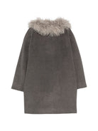 Cappotto per bambina Douuod Kids grigio con colletto con pelliccia DZ2A50 E0264 911 DOUUOD KIDS 