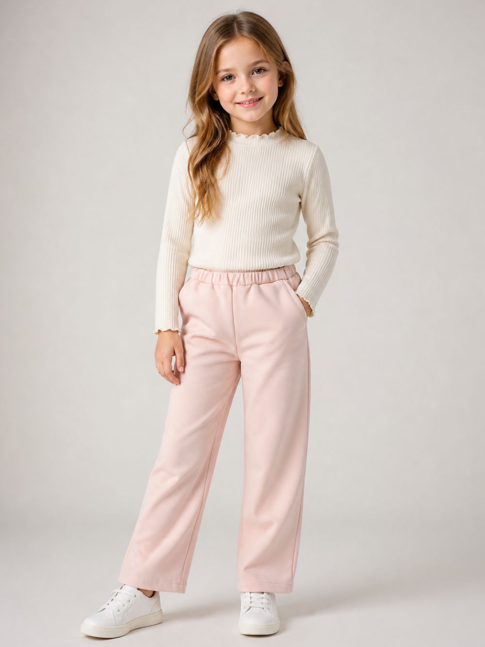 Pantaloni per bambina Douuod Kids rosa con dettaglio fiocco sul retro DZ6A60 Z3728 504 DOUUOD KIDS 