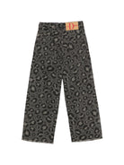 Jeans per bambina Douuod Kids grigi con stampa leopardata all-over DZ6P60 Z4163 924BG DOUUOD KIDS 