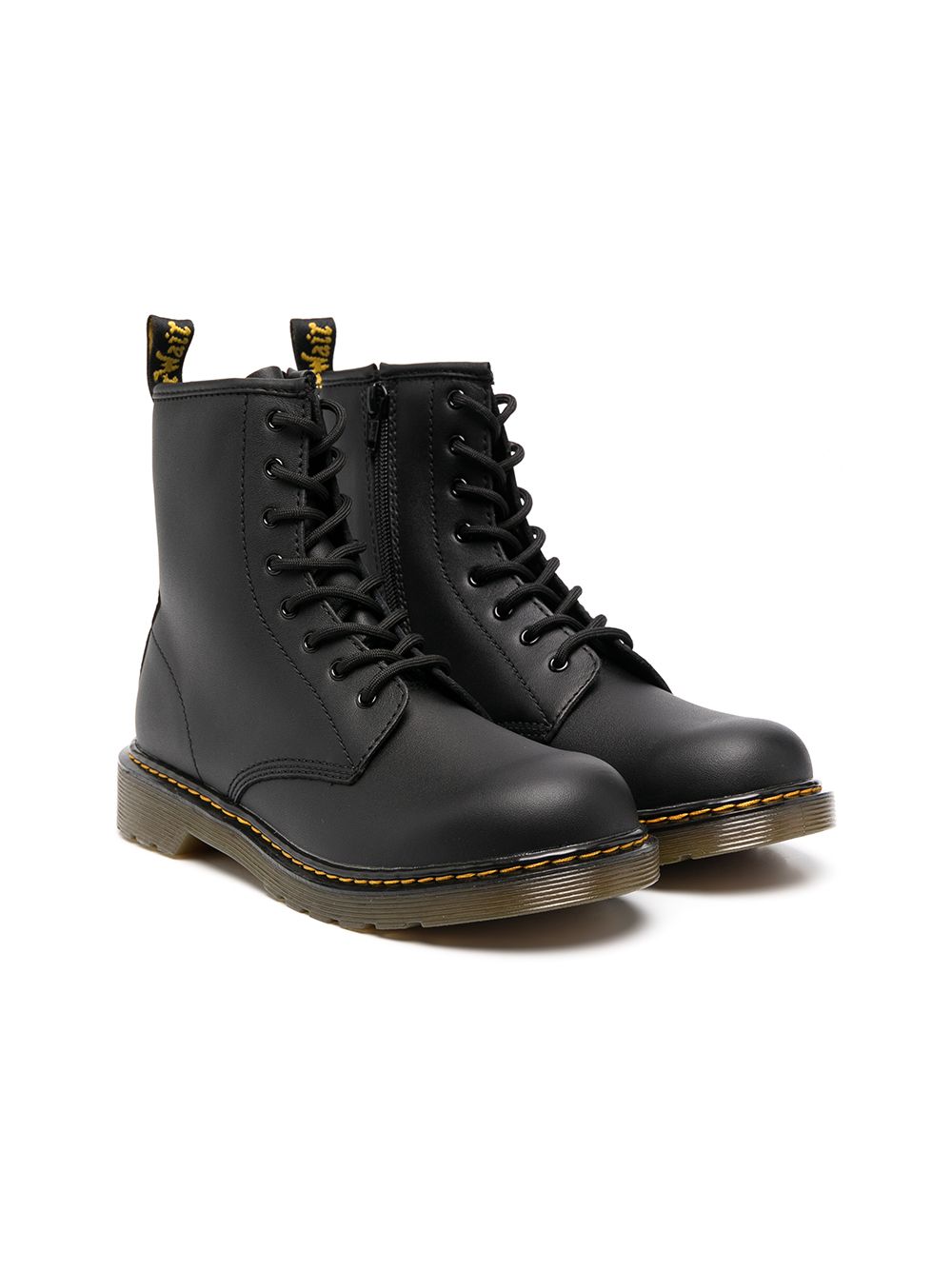 Stivaletti Fiori per bambini Dr. Martens Kids neri con cuciture a contrasto 15382001 BLACK Dr martens kids 