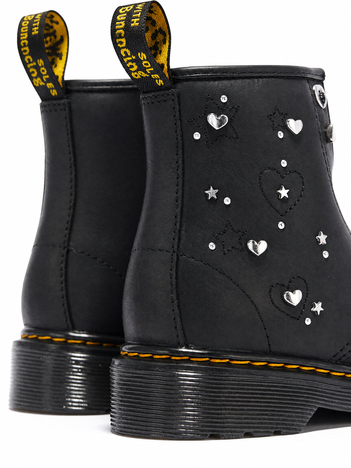 Stivali stringati 1460 HS per bambina Dr. Martens Kids neri con decorazioni applicate 43607001 BLACK Dr martens kids 