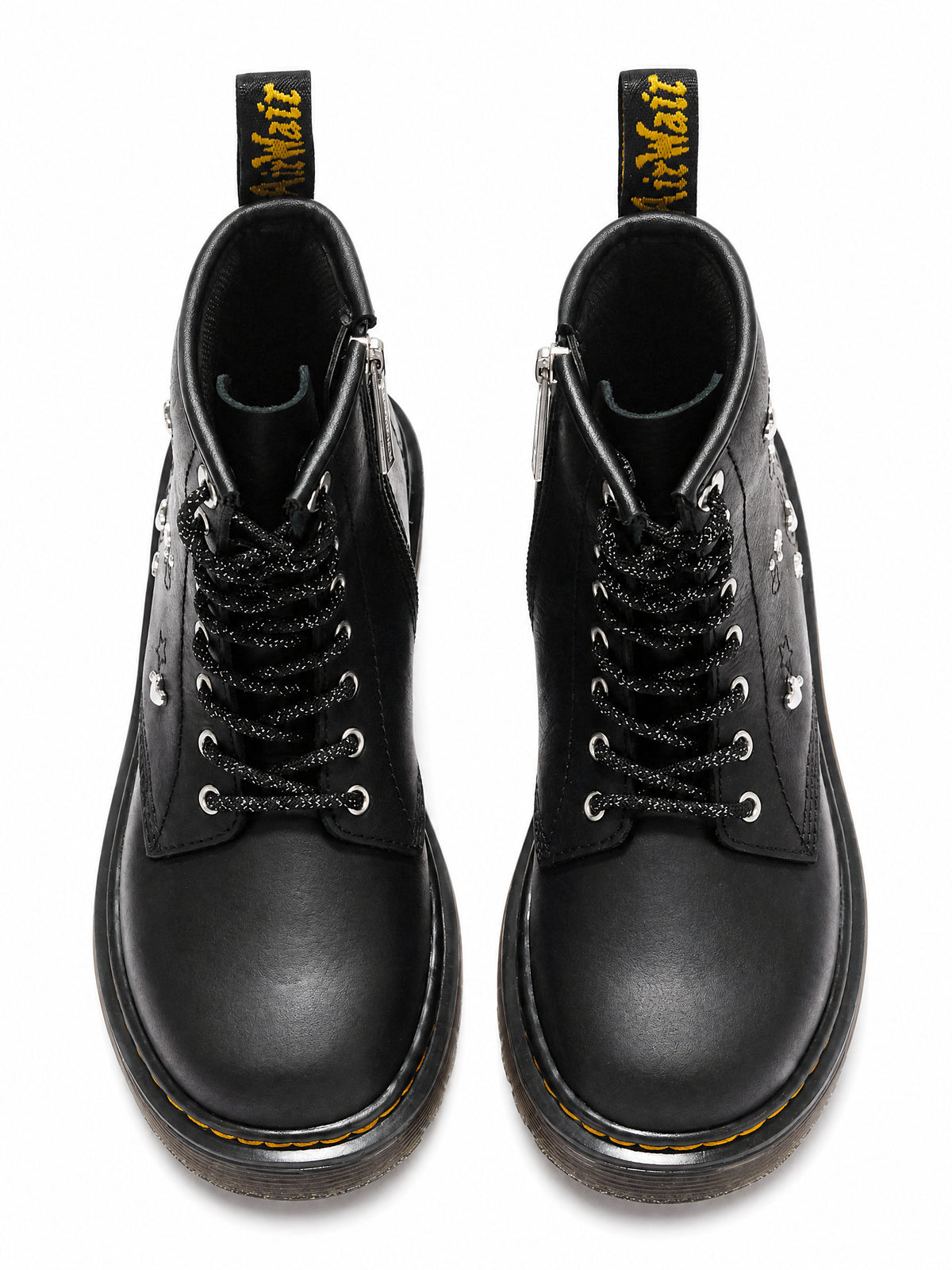 Stivali stringati 1460 HS per bambina Dr. Martens Kids neri con decorazioni applicate 43607001 BLACK Dr martens kids 