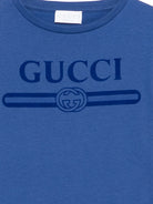 T-shirt per bambini Gucci Kids blu con logo stampato sul davanti 547559XJHO5 4118 GUCCI KIDS 