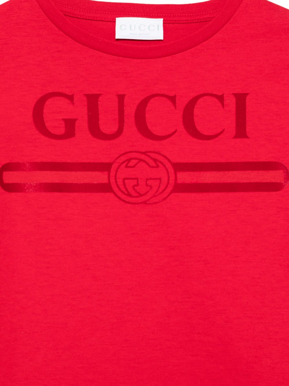 T-shirt per bambini Gucci Kids rossa con logo stampato sul davanti 547559XJHO5 6195 GUCCI KIDS 