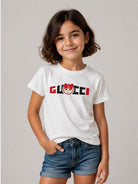 T-shirt per bambini Gucci Kids bianca con logo sul davanti 547559XJHXE 9214 GUCCI KIDS 