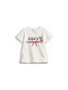 T-shirt per neonata Gucci Kids bianca con logo sul davanti 834639XJHY8 9214 GUCCI KIDS 