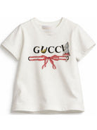T-shirt per neonata Gucci Kids bianca con logo sul davanti 834639XJHY8 9214 GUCCI KIDS 
