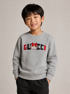 Felpa per bambini Gucci Kids grigia con stampa gatto sul davanti 855825XJHY2 1183 GUCCI KIDS 