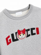 Felpa per bambini Gucci Kids grigia con stampa gatto sul davanti 855825XJHY2 1183 GUCCI KIDS 