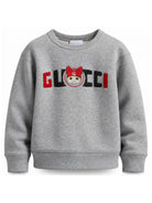 Felpa per bambini Gucci Kids grigia con stampa gatto sul davanti 855825XJHY2 1183 GUCCI KIDS 