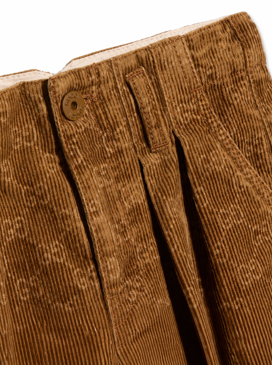 Pantaloni per bambino Gucci Kids marroni con stampa laserata GG all-over 864939XDDF9 2230 GUCCI KIDS 