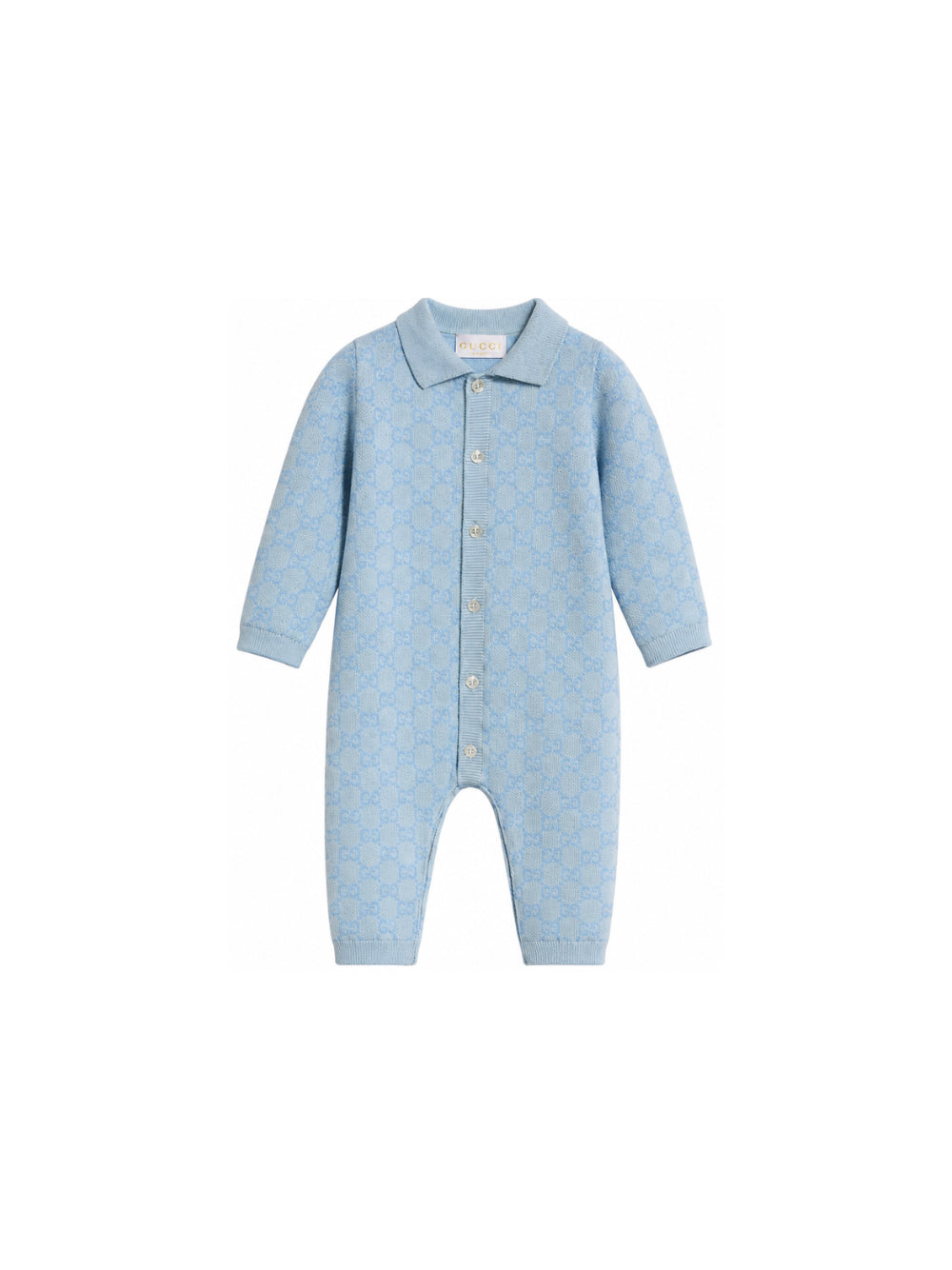 Tutina per neonato Gucci Kids azzurra con logo GG jacquard 866238XKFQX 4012 GUCCI KIDS 
