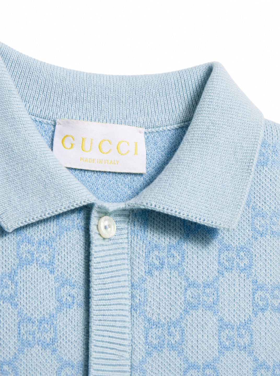 Tutina per neonato Gucci Kids azzurra con logo GG jacquard 866238XKFQX 4012 GUCCI KIDS 