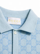 Tutina per neonato Gucci Kids azzurra con logo GG jacquard 866238XKFQX 4012 GUCCI KIDS 