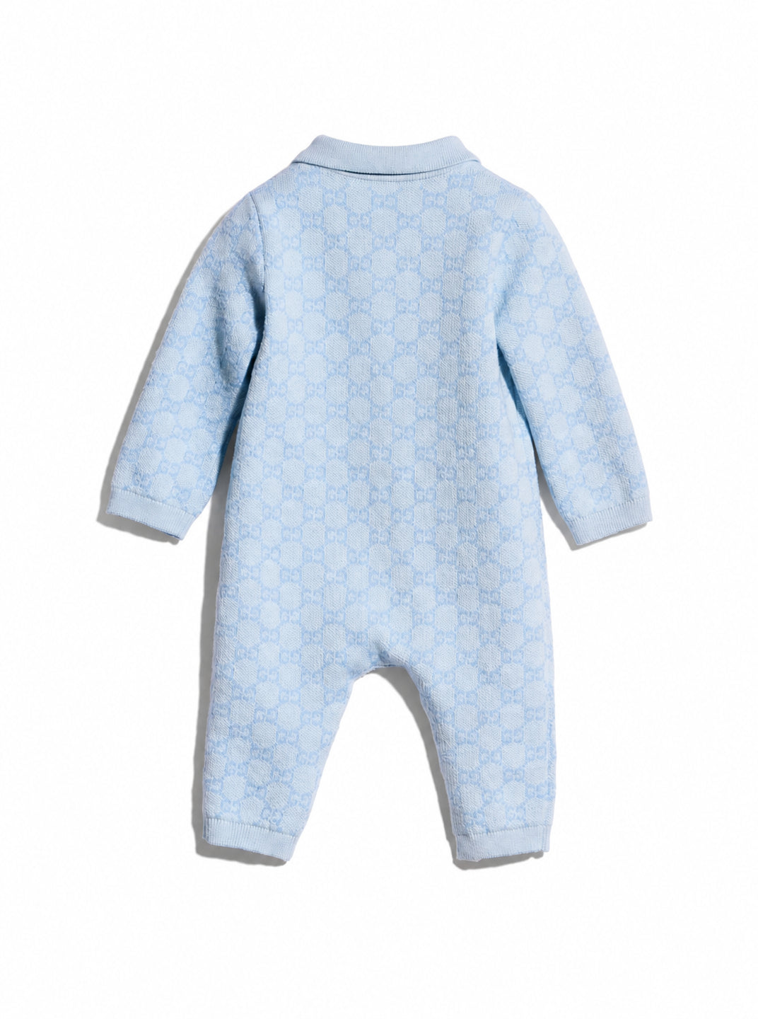 Tutina per neonato Gucci Kids azzurra con logo GG jacquard 866238XKFQX 4012 GUCCI KIDS 