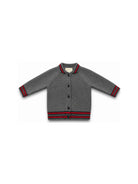 Maglione per neonato Gucci Kids grigio con dettaglio nastro Web rosso e verde 866822XKFH1 1155 GUCCI KIDS 