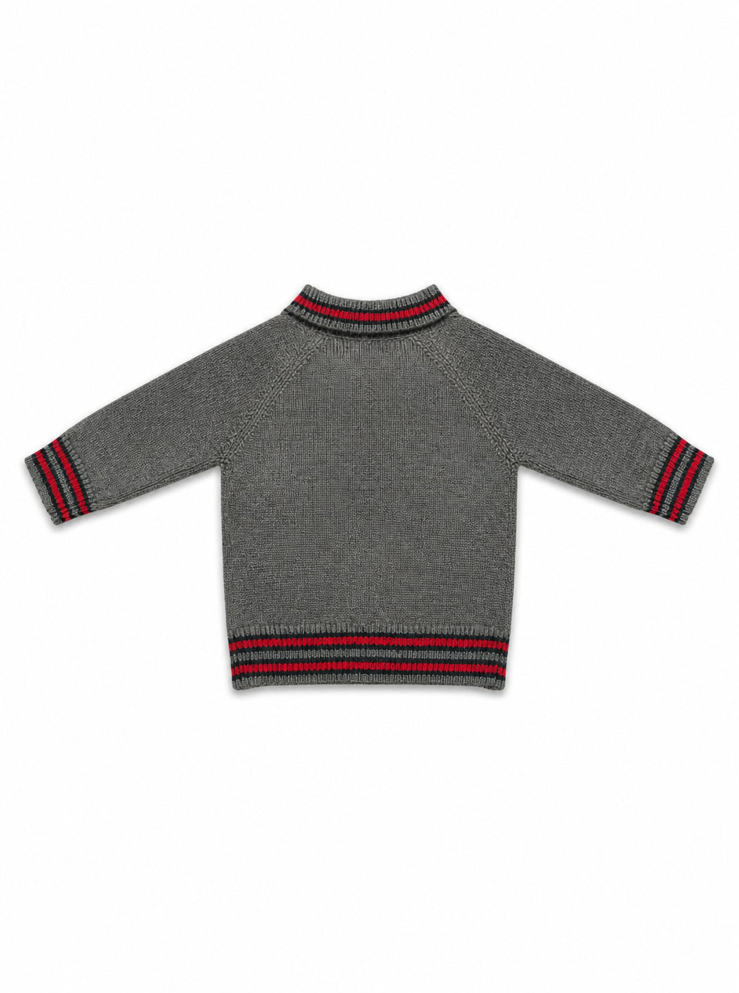 Maglione per neonato Gucci Kids grigio con dettaglio nastro Web rosso e verde 866822XKFH1 1155 GUCCI KIDS 