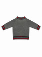 Maglione per neonato Gucci Kids grigio con dettaglio nastro Web rosso e verde 866822XKFH1 1155 GUCCI KIDS 