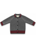 Maglione per neonato Gucci Kids grigio con dettaglio nastro Web rosso e verde 866822XKFH1 1155 GUCCI KIDS 