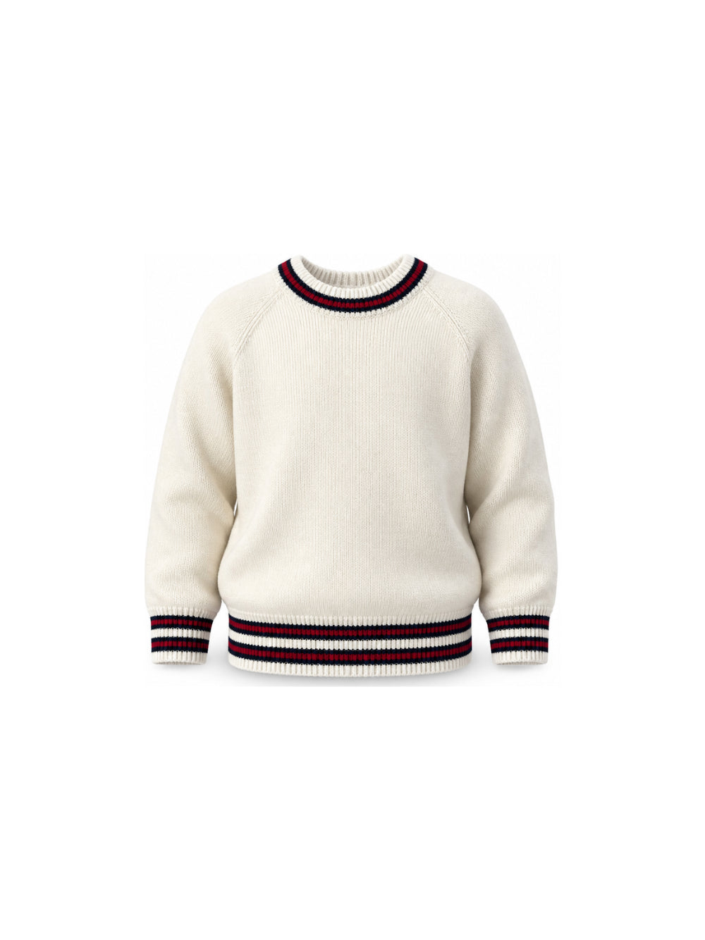 Maglione per bambino Gucci Kids bianco con dettaglio nastro Web rosso e blu 866830XKFLG 9098 GUCCI KIDS 