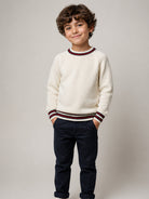 Maglione per bambino Gucci Kids bianco con dettaglio nastro Web rosso e blu 866830XKFLG 9098 GUCCI KIDS 