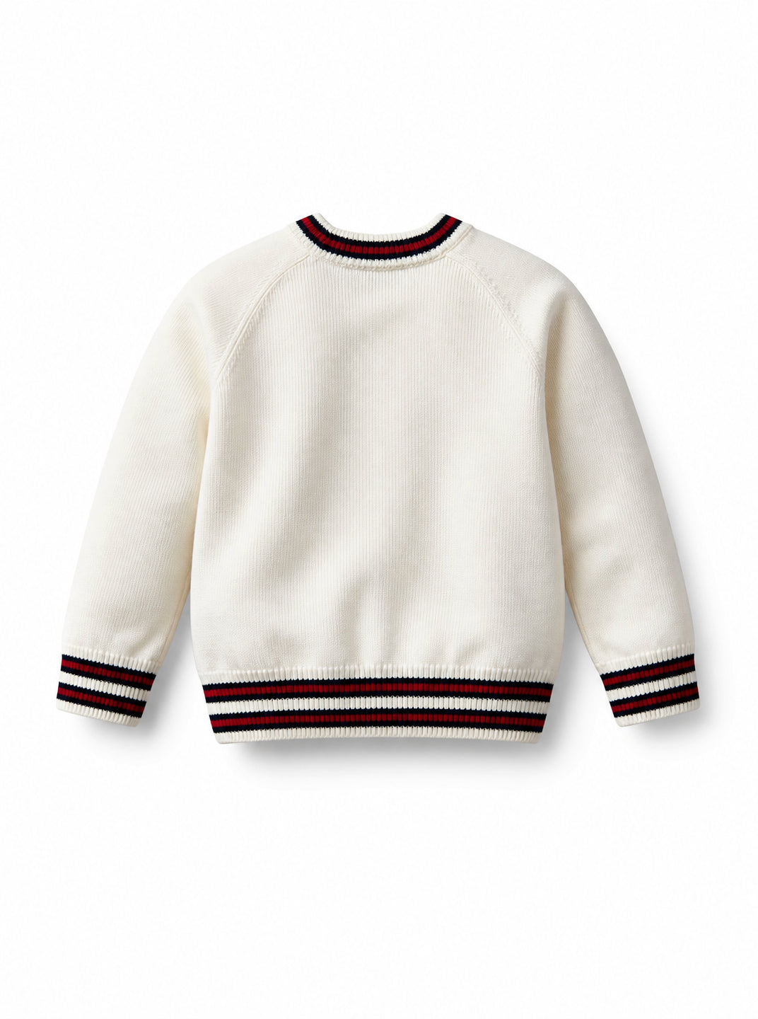 Maglione per bambino Gucci Kids bianco con dettaglio nastro Web rosso e blu 866830XKFLG 9098 GUCCI KIDS 