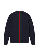 Maglione per bambino Gucci Kids blu in lana con decorazione Web 867433XKFKT 4154 GUCCI KIDS 