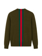 Maglione per bambino Gucci Kids verde con decorazione Web 867433XKFNR 3008 GUCCI KIDS 