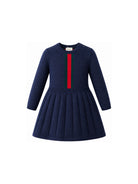Abito per bambina Gucci Kids blu con dettaglio nastro Web rosso e verde 867906XKFKU 4154 GUCCI KIDS 