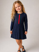Abito per bambina Gucci Kids blu con dettaglio nastro Web rosso e verde 867906XKFKU 4154 GUCCI KIDS 