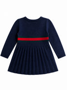 Abito per bambina Gucci Kids blu con dettaglio nastro Web rosso e verde 867906XKFKU 4154 GUCCI KIDS 