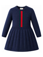 Abito per bambina Gucci Kids blu con dettaglio nastro Web rosso e verde 867906XKFKU 4154 GUCCI KIDS 