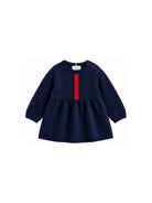 Abito per neonata Gucci Kids blu con dettaglio nastro Web rosso e verde 867923XKFKT 4154 GUCCI KIDS 