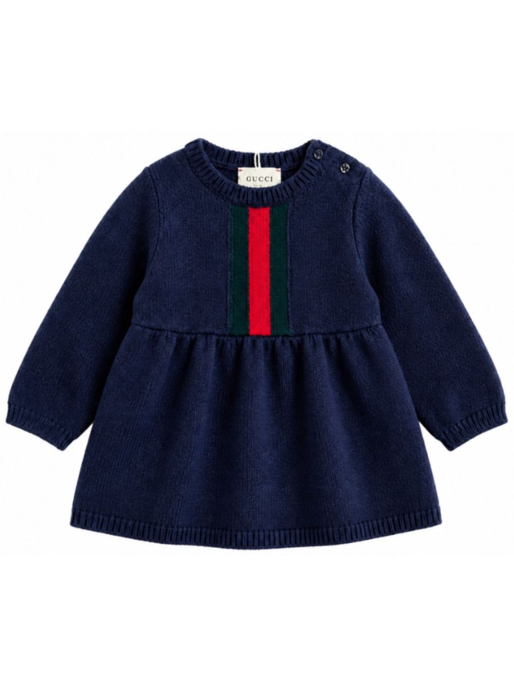Abito per neonata Gucci Kids blu con dettaglio nastro Web rosso e verde 867923XKFKT 4154 GUCCI KIDS 