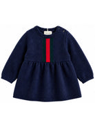 Abito per neonata Gucci Kids blu con dettaglio nastro Web rosso e verde 867923XKFKT 4154 GUCCI KIDS 
