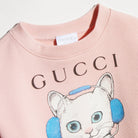 Felpa per bambina Gucci Kids rosa con stampa gatto 873824XJHY5 5967 GUCCI KIDS 