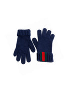 Guanti per bambini Gucci Kids blu con nastro Web rosso e verde 8738594K206 4066 GUCCI KIDS 