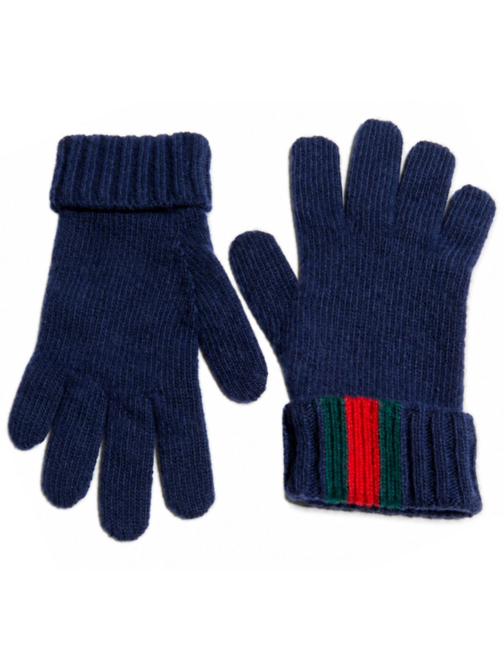 Guanti per bambini Gucci Kids blu con nastro Web rosso e verde 8738594K206 4066 GUCCI KIDS 