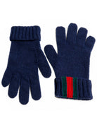 Guanti per bambini Gucci Kids blu con nastro Web rosso e verde 8738594K206 4066 GUCCI KIDS 