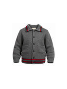 Maglione per bambino Gucci Kids grigio con colletto stile polo A0043WXKFJE 1155 GUCCI KIDS 