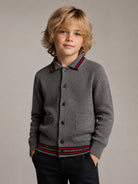 Maglione per bambino Gucci Kids grigio con colletto stile polo A0043WXKFJE 1155 GUCCI KIDS 