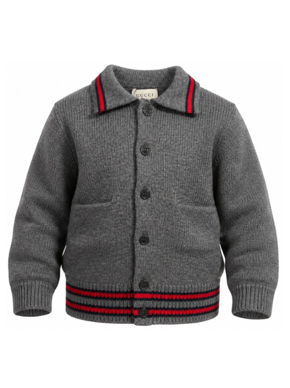 Maglione per bambino Gucci Kids grigio con colletto stile polo A0043WXKFJE 1155 GUCCI KIDS 